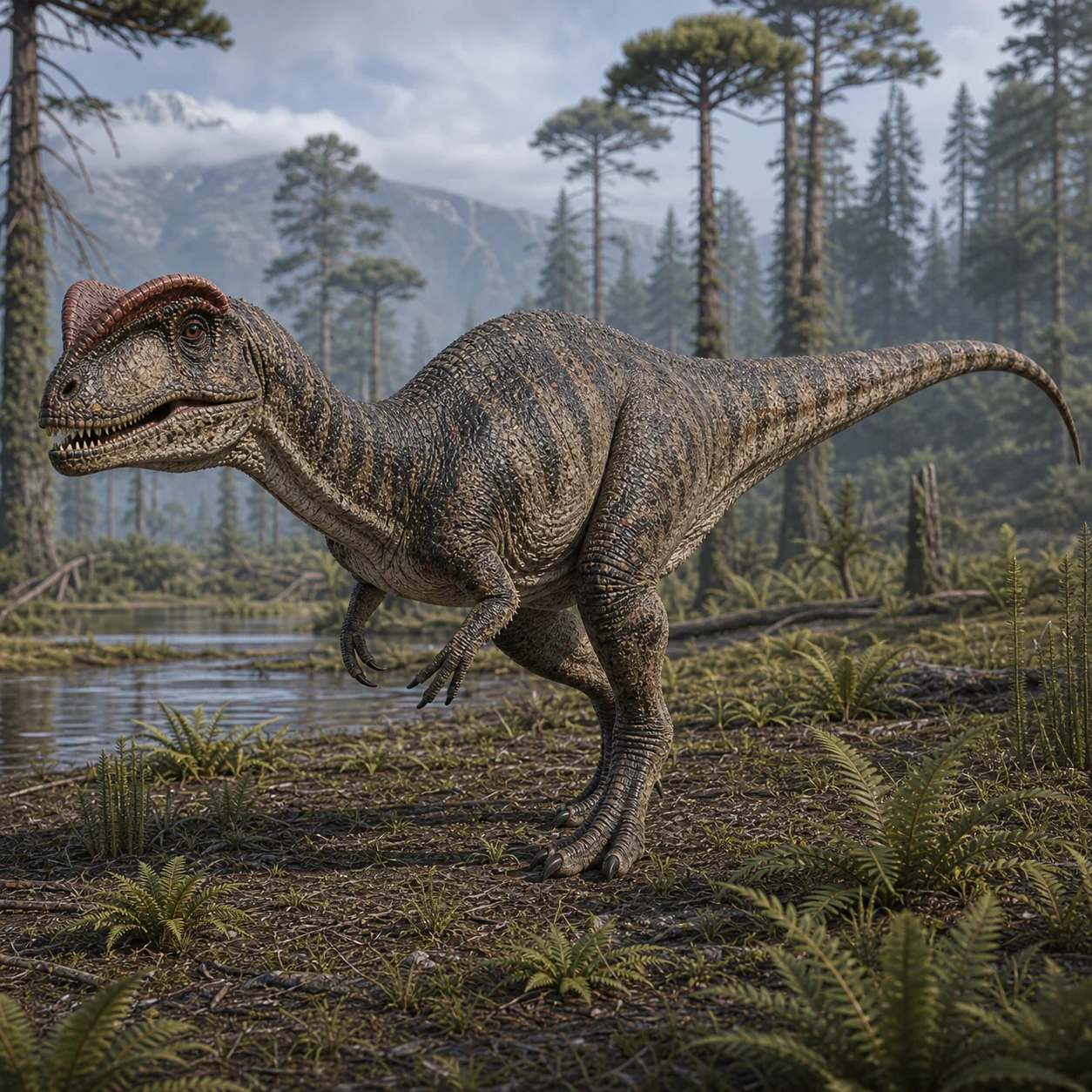 Cryolophosaurus — reconstrução científica