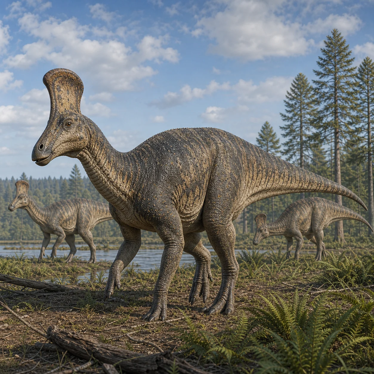 Lambeosaurus — reconstrução científica