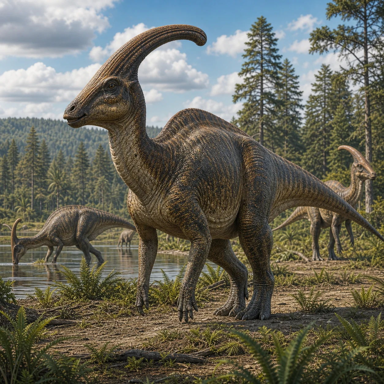 Parasaurolophus — reconstrução científica